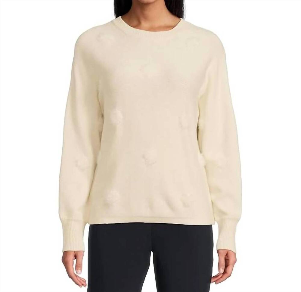 NEW ELLIOTT LAUREN on the dot long sleeve crew neck sweater in cream